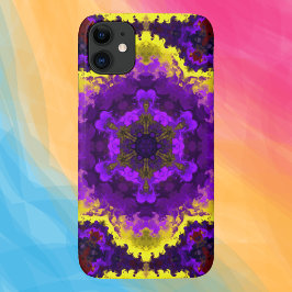 Psychedelische Mandala-Blume Gelb und Lila Case-Mate iPhone Hülle