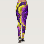 Psychedelische Mandala-Blume Gelb und Lila Leggings (Rückseite)