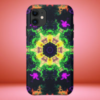 Psychedelische Mandala Blume Grün Lila und Gelb