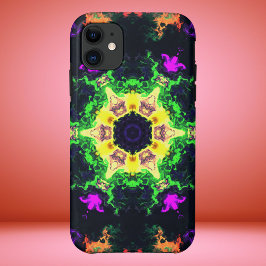 Psychedelische Mandala Blume Grün Lila und Gelb Case-Mate iPhone Hülle