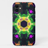 Psychedelische Mandala Blume Grün Lila und Gelb Case-Mate iPhone Hülle (Rückseite)
