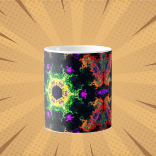 Psychedelische Mandala Blume Grün Lila und Gelb Kaffeetasse