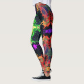 Psychedelische Mandala Blume Grün Lila und Gelb Leggings (Links)