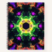 Psychedelische Mandala Blume Grün Lila und Gelb Notizblock (Vorderseite)