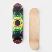 Psychedelische Mandala Blume Grün Lila und Gelb Skateboard (Vorderseite)