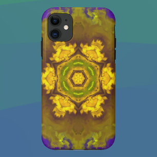 Psychedelische Mandala-Blume Lila und gelb Case-Mate iPhone Hülle