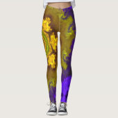 Psychedelische Mandala-Blume Lila und gelb Leggings (Vorderseite)