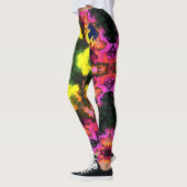 Psychedelische Mandala-Blume Rosa Gelb und Grün Leggings (Links)