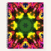 Psychedelische Mandala-Blume Rosa Gelb und Grün Notizblock (Vorderseite)