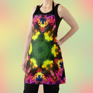 Psychedelische Mandala-Blume Rosa Gelb und Grün Schürze