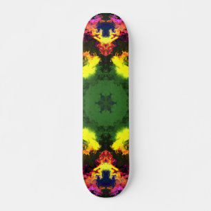 Psychedelische Mandala-Blume Rosa Gelb und Grün Skateboard