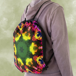 Psychedelische Mandala-Blume Rosa Gelb und Grün Sportbeutel
