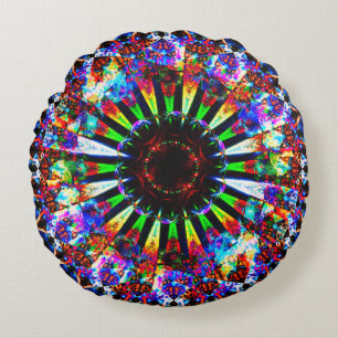 Psychedelische Mandala-Kunst Rundes Kissen