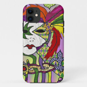 Psychedelische Mardi Gras Feder Maske iPhone 11 Hülle
