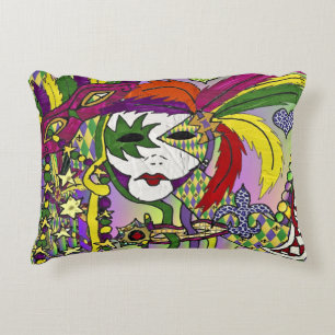 Psychedelische Mardi Gras Feder Maske Dekokissen
