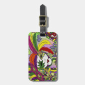 Psychedelische Mardi Gras Feder Maske Gepäckanhänger (Vorderseite vertikal)