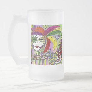 Psychedelische Mardi Gras Feder Maske Mattglas Bierglas