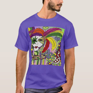 Psychedelische Mardi Gras Feder Maske T-Shirt