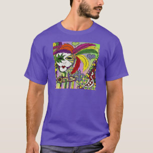 Psychedelische Mardi Gras Feder Maske T-Shirt