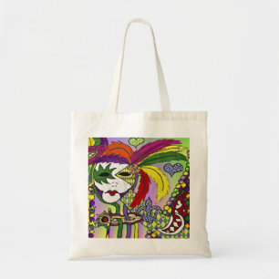 Psychedelische Mardi Gras Feder Maske Tragetasche
