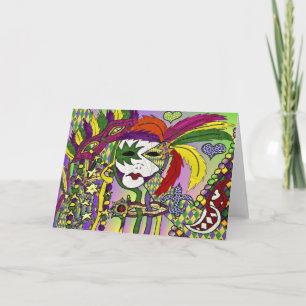 Psychedelische Mardi-Gras-Federmasken-Geschenke Be Karte