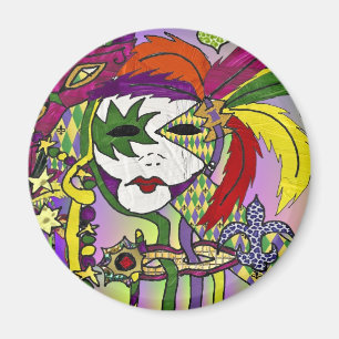 Psychedelische Mardi-Gras-Federmasken-Geschenke Be Magnet