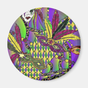 Psychedelische Mardi-Gras-Federmasken-Geschenke Be Magnet