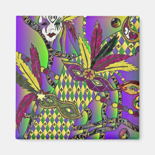 Psychedelische Mardi-Gras-Federmasken-Geschenke Be Magnet