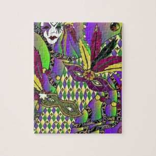 Psychedelische Mardi-Gras-Federmasken Puzzle