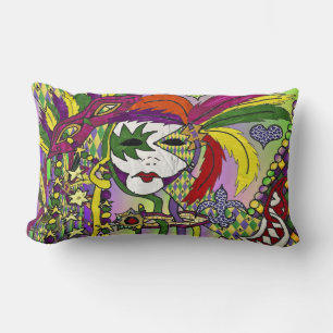 Psychedelische Mardi-Gras-Federmasken-Wurfkissen Lendenkissen