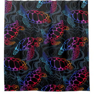 Psychedelische Meeresschildkröte: Boho Ocean Duschvorhang