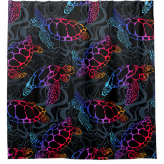 Psychedelische Meeresschildkröte: Boho Ocean Duschvorhang