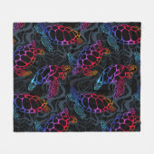 Psychedelische Meeresschildkröte: Boho Ocean Fleecedecke (Vorderseite (Horizontal))