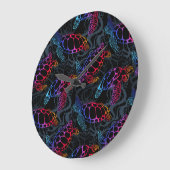 Psychedelische Meeresschildkröte: Boho Ocean Große Wanduhr (Winkel)