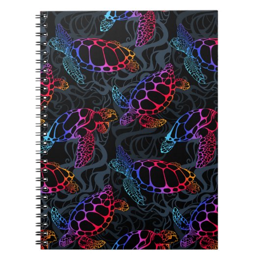 Psychedelische Meeresschildkröte: Boho Ocean Notizblock (Vorderseite)