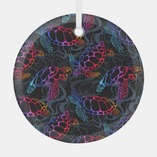 Psychedelische Meeresschildkröte: Boho Ocean Ornament Aus Glas