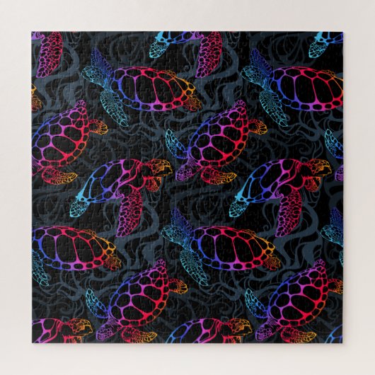Psychedelische Meeresschildkröte: Boho Ocean Puzzle (Vertikal)