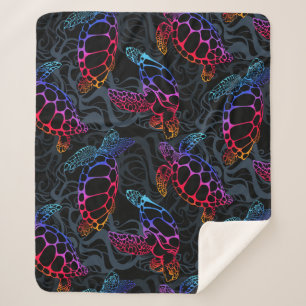 Psychedelische Meeresschildkröte: Boho Ocean Sherpadecke