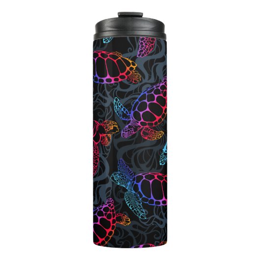 Psychedelische Meeresschildkröte: Boho Ocean Thermosbecher (Vorderseite)