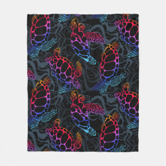 Psychedelische Meeresschildkröte: Boho-Ozean Fleecedecke
