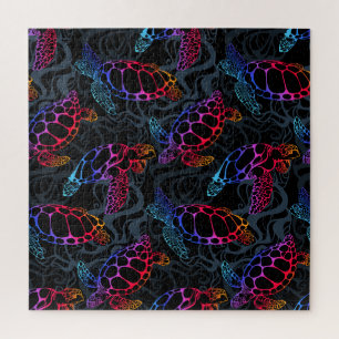Psychedelische Meeresschildkröte: Boho-Ozean Puzzle