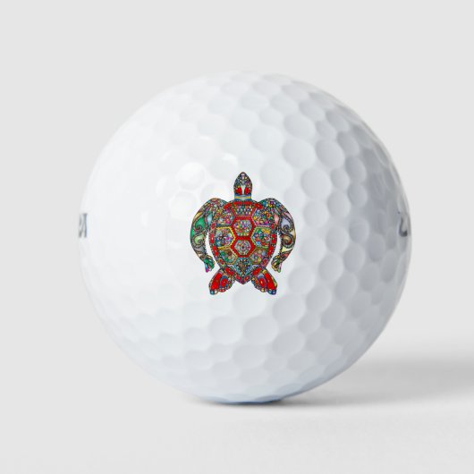 Psychedelische Meeresschildkröte-Kunst Golfball (Vorderseite)