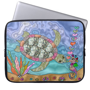 Psychedelische Meeresschildkröte Seepferd Kunst La Laptopschutzhülle