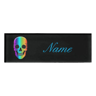 Psychedelische menschliche Schädel Thunder_Cove Namenschild