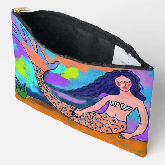 Psychedelische Mermaid Abstrakte Malerei Zubehörtasche (Offen)