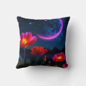 Psychedelische Mohnlandschaft mit Mond Kissen (Rückseite)