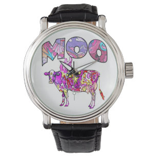 Psychedelische MOO-Kuh Armbanduhr