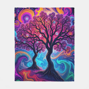 Psychedelische Morphing Trees Art Fleecedecke