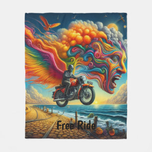 Psychedelische Motorrad-Dreamscape Fleecedecke