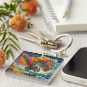 Psychedelische Motorrad-Dreamscape Schlüsselanhänger (Vorderseite rechts)